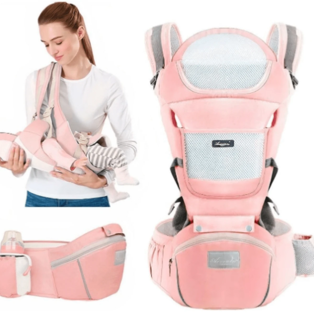 D&L Backpacks Kangaroo Baby Carrier Ergonomic 3-In-1 Carrier - 乾枯玫瑰色 - 查看 1