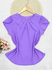 Women's Fashion Princess Sleeve Blouse - Mauve Purple - View 1
