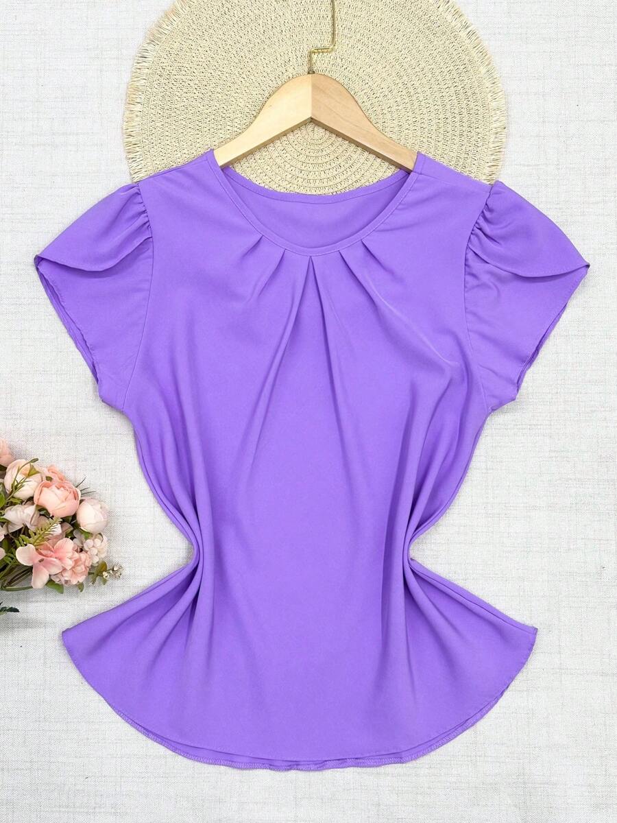 Women's Fashion Princess Sleeve Blouse - Mauve Purple - View 1