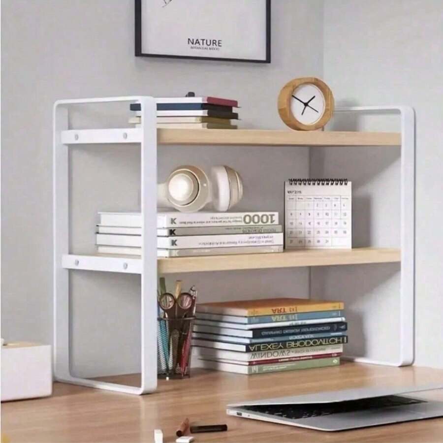 1pc Shelf Desktop Storage Bookshelf Student Document Shelf Computer Racks Tiered Cabinet Office Accessories Stationery Holder.1pc Multi-Layer Storage Rack, Adjustable Height Desktop Storage Shelf, Standing Shelf For Storing Books, Bedroom Study Room Accessories, Home Organization And Storage Supplies Back To School
