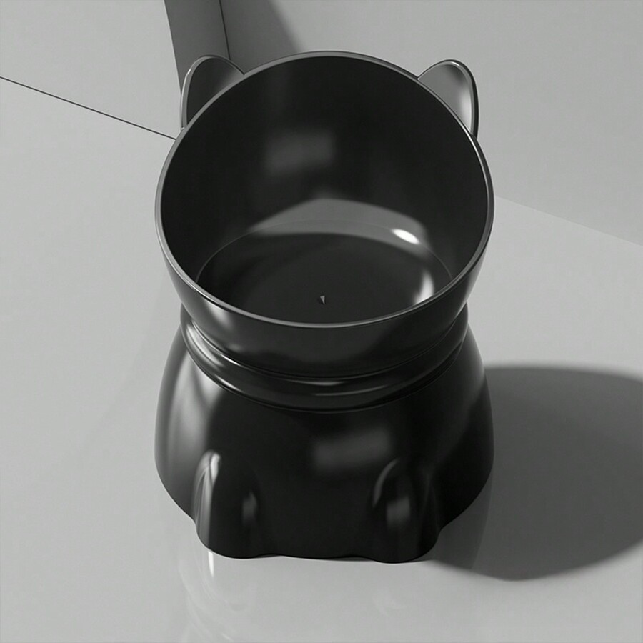 Supet 1pc Macaron Color Cute Cat & Dog Plastic Bowl, High Base, Slanted