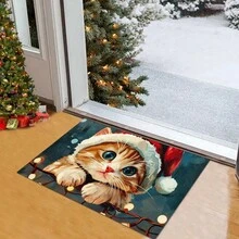 1 件“亲爱的圣诞快乐”节日植绒门垫，柔软防滑可洗涤纶，适用于入口、客厅、卧室、浴室、厨房、室内门口、圣诞节家居装饰、圣诞节节日礼物 - 藍色 - 查看 6