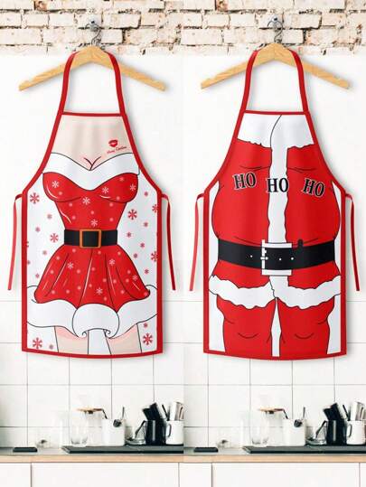 2 pezzi Babbo Natale per Natale, grembiule natalizio con cartoni animati per casa e cucina
