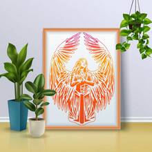 大尺寸可重复使用塑料聚酯薄膜绘画工具女性天使模板，大天使战士模板，天使神圣守护者 - 30.5x36.4cm - 查看 4