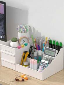 1 Stück Schubladentyp Make-up Organizer, Schreibtisch Kosmetikhalter für Studentenwohnheime, Lippenstift & Hautpflege Aufbewahrungsregal für den Schulstart