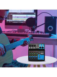 5-Channel Mixing Console Live Studio Audio DJ Mixer Sound Board USB Interface - Black and Blue - View 5