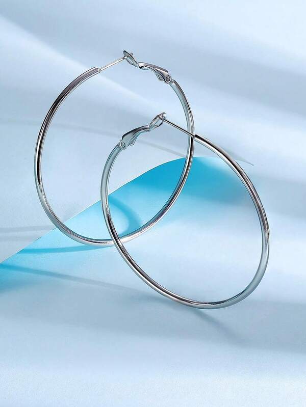 MDFUN Dois Brincos Clássicos de Aço Inoxidável com Senso Exagerado de Círculo Dourado Branco e Dourado da Titanium Steel Europa e Estados Unidos, Fecho de Brinco Dourado, Primeiro Adorno de Casais