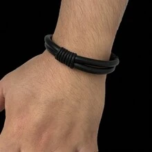 1 chiếc vòng tay cao su thủ công mới theo phong cách Gothic dành cho nam, món quà độc đáo cho Giáng sinh, năm mới, ngày lễ tình nhân, ngày lễ - màu đen - Xem 13