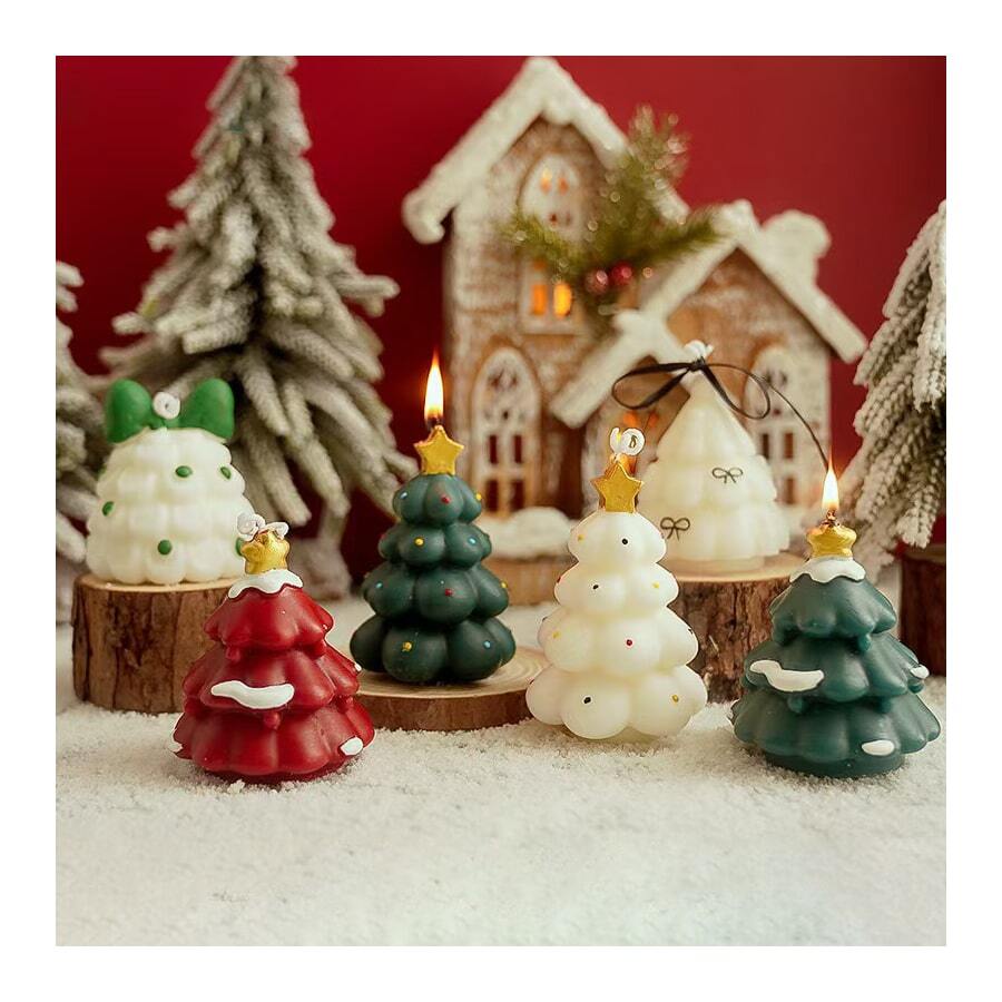 1pc Tree Scented Candle, Ambient Gift, Handmade Fragrance Candle, Faux Candle,Room Decor,Gifts, Christmas Decorations, Christmas Gifts - Multicolor - View 1