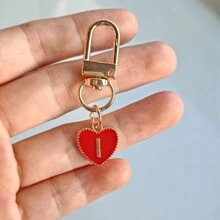 1 件个性化首字母心形钥匙扣，适用于背包、钱包、耳机盒，是送给朋友和情侣背包的理想礼物