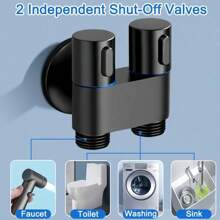 1pc Handheld Bidet Sprayer For Toilet,1-In-2-Out Dual Control Valve,Toilet Bidet Sprayer Set,Adjustable Water Pressure Control Hand Sprayer Kit,For Toilet, Mini Toilet Faucet Sprayer Kit Butt Washer, Hand Shower Bidet Attachment For Washing Machine And Toilet. Easy To Install. Home Bathroom Decor