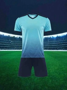 Ensemble de short et de maillot de football à manches courtes imprimé, style petit ami pour hommes, personnalisé. Tenue de sport , mode, style hipster, décontractée, minimaliste chic, personnalisée, unique, costumes pour mecs, capsule dressing, style de base/rue pour hommes, cadeaux idéaux pour lui, petit ami, famille, amis, pour anniversaires, vacances/jours fériés, école/compétitions, sports/escalade