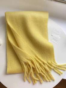1pc Solid Color Women's Winter Scarf,  Winter Warm Neck,Autumn And Winter New Tassel Long Scarf, High-End And Thickened Warm And Cold Resistant Multifunctional Shawl Scarf, Suitable For Daily Use By Men And Women Accessories Women