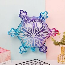 5 件 24 英寸渐变蓝紫色雪花气球，包括 18 英寸雪花印花圆形气球和银色五角星铝箔气球。适用于冰雪公主主题、圣诞节、新年、生日派对装饰 - 彩色 - 查看 8