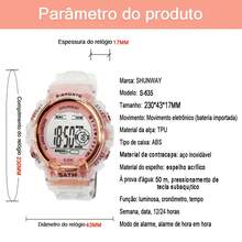 Relógio De Moda Senhoras Digital Feminino Esportivo Luminoso Eletrônicos Led Infantil - Verde - Visão 3