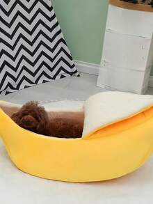 1 件可爱香蕉形状狗/猫床，四季使用，温暖冬季小宠物睡袋 - 彩色 - 查看 4