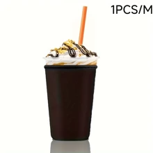 Reusable Neoprene Iced Coffee Cup Sleeve, Fits For Cold (Hot) Drinks - Black - View 10