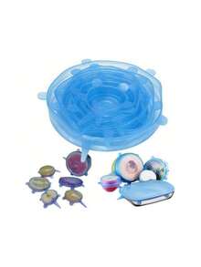 Set Of 6 Adjustable Silicone Lids - Universal And Elastic For Your Kitchen - 藍色 - 查看 1