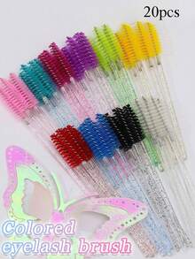 20 支水晶一次性眼黑棒睫毛膏刷适用于延长睫毛、涂抹睫毛膏卷轴刷、化妆刷工具， - 彩色 - 查看 6