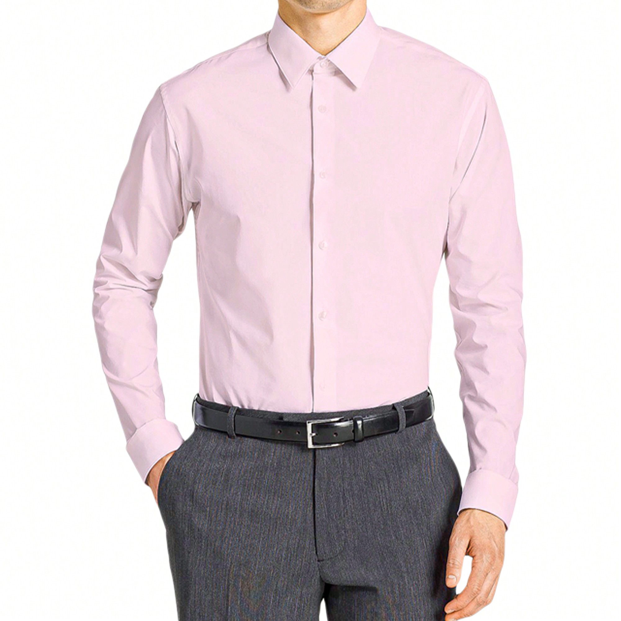 Men's Slim Fit Long Sleeve Dress Shirt, Solid Colors, Button Up - Afbeelding 9 van 20