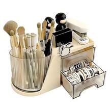 Boîte de rangement pivotante à 360° pour pinceaux de maquillage, organisateur de maquillage pour rouge à lèvres, crayons à paupières - Multicolore - Voir 11