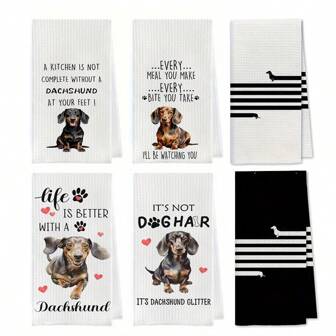 2 件腊肠犬洗碗巾套装 - 超柔软编织现代梦幻长方形洗碗布 - 可机洗手巾/茶巾 - 腊肠犬礼品装饰洗碗布