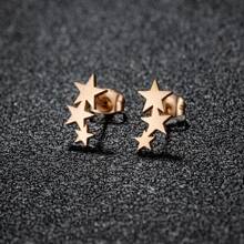 1 Pair Fashion Stainless Steel Earrings Small Cute Triple Star Stud Earrings Punk Piercing Earrings Women's Starry Minimalist Jewelry