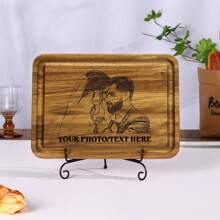 1pc Personalized Photo Engraved Cutting Board, Walnut Wood Chopping Board, Customizable Engraved Pattern, 5th Anniversary Gift, 5th Wedding Anniversary Personalized Cutting Board - Khaki - View 3