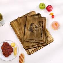 1pc Personalized Photo Engraved Cutting Board, Walnut Wood Chopping Board, Customizable Engraved Pattern, 5th Anniversary Gift, 5th Wedding Anniversary Personalized Cutting Board - Khaki - View 5