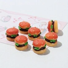 1 pieza/2 piezas/4 piezas Decoraciones en miniatura de hamburguesa de dibujos animados, hechas a mano, de material de resina, sin electricidad necesaria, mejor regalo