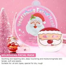 MOND'SUB 圣诞面膜 - 圣诞老人面膜 保湿、平滑、清爽肌肤清洁面膜 - 保湿舒缓美容护肤套装 3 件套