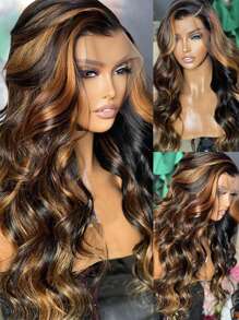 13x6 Ombre Lace Front Wig Human Hair 1B/30 Highlight Lace Front Wig Human Hair 180% Density Body Wave HD Transparent Lace Frontal Wigs Human Hair Colored Balayage Wig For Women 24 Inch - Ombre - View 8