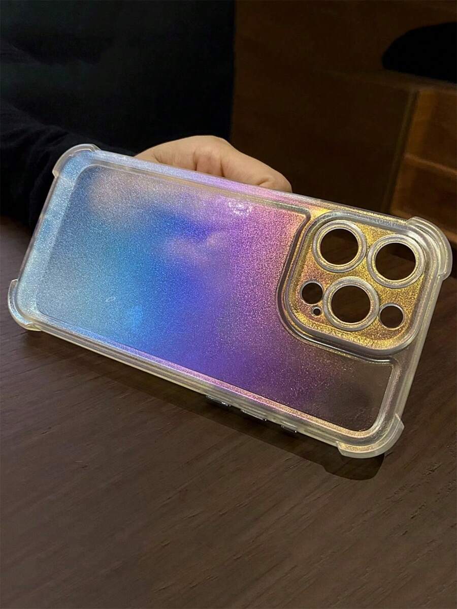 奢华彩虹四角防摔辐射激光磨砂透明手机壳适用于 iPhone 16 15 14 13 12 11 Pro Max 15 16 Plus 防震后盖 - 炫彩鐳射 - 查看 1