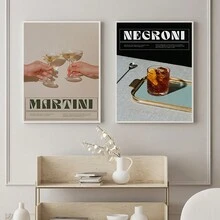 1 tấm áp phích nghệ thuật Martini in hình quán bar cocktail Negroni tường vải canvas trang trí cổ điển tranh rượu vang phòng khách nhà bạn bè chúc mừng hình ảnh không khung - Nhiều màu - Xem 3