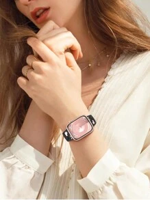 1 PC Compatible With Apple Watch Strap Women Engraved Cute Butterfly Pattern Strap Fashion Soft Sports Silicone Strap Compatible With Apple Watch 38/40/41/42/44/41/45/46/49MM Rivet Buckle Strap Compatible With Apple Watch Series Ultra/10/9/8/7/6/SE/5/4/3 Replacement Strap No Fading Butterfly Element Fashion Strap