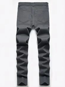 Men's Dress Pants Stretch Slim Fit Casual Fashion Style Comfy Skinny Flat-Front Business Chinos Pants - Xám - Xem 2