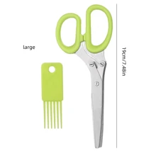 1pc Stainless Steel Multi-Functional Food Scissors, Kitchen Vegetable Scallion Onion Cutter With 5 Blades, Heavy Duty Paper Shredder - Multicolor - View 10