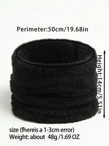 1件装女士高领冬季保暖围巾（带面罩保暖内衬的颈套，加厚保暖，纯色珊瑚绒户外保暖颈套） - 黑色 - 查看 2