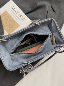 Mini bolsa de mão bordada em losangos de cor sólida, bolsa tote casual feminina transversal com borla