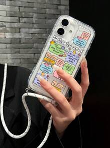1 pieza Funda transparente con eslogan e impresión de dibujo animado lindo y 1 pieza Protector de pantalla completa HD de vidrio templado compatible con iPhone 11/12/13/14/15/15pro/15 Plus/15 Promax/16/16pro/16plus/16promax/7plus/8plus/X/Xs Max/Xr/11pro/12pro/13pro/14pro/12mini/13mini/11promax/12promax/13promax/14promax/14plus/6/6s/6plus/7/8/Se