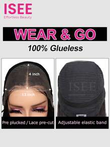 ISEE HAIR Wear Go 13x4 HD Lace Glueless Water Wave Lace Front Wigs Natural Color Pre-Plucked Pre-Cut 180% Density 18-30 Inch Human Hair Wigs High Quality For Women - SNatural - View 6