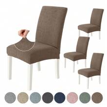 CYCMACO Pokrowce na krzesła z oparciem 4/6 sztuk, pokrowce na krzesła kuchenne, elastyczne pokrowce na krzesła, uniwersalne pokrowce na krzesła do jadalni, zdejmowane, nadające się do prania, łatwe do czyszczenia - Kawowy brązowy - Zobacz 1