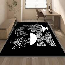 现代风格的地毯，柔软，防滑，可机洗，吸水，防污，家居装饰，非常适合客厅、卧室和门口装饰。 - 黑色 - 查看 14