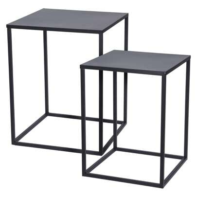 Well Home Juego de 2 mesas formato cuadrado en metal color negro. Envio gratis en 24/48h