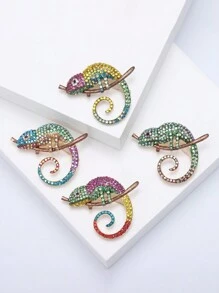 Emaille Strass Eidechsen Brosche für Frauen, Chamäleon Brosche, Gecko Brosche, Tier Pin, Party und Bankette Schmuckzubehör Geschenk - Eidechse-Chamäleon-Gecko - Übersicht 2