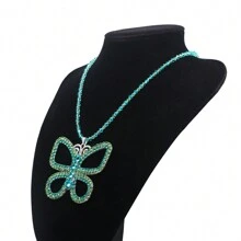 rongji jewelry 13 Going On 30 Large Butterfly Choker Necklace Bead Chain Crystal Butterfly Pendant Necklace For Women Elegant Costume Jewelry