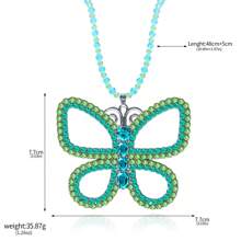 rongji jewelry 13 Going On 30 Large Butterfly Choker Necklace Bead Chain Crystal Butterfly Pendant Necklace For Women Elegant Costume Jewelry