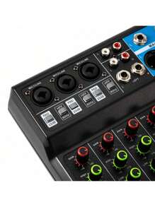 5-Channel Mixing Console Live Studio Audio DJ Mixer Sound Board USB Interface - Black and Blue - View 8