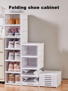 Foldable Shoe Box 1pc 6-Layer Free Installation Folding Shoe Box, Breathable Shoe Container, Plastic Shoe Cabinet, Dustproof Home Storage Box Large Capacity Space Saving Device Cloth Shoe Storage,Cozy Home Requirements - Multicolor - View 2