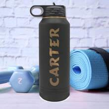 Custom Personalized Premium 32 Oz Vacuum Insulated Powder Coated Stainless Steel Sports Water Bottle With Straw For Workouts, Yoga, Gym, Office, Work, Women, Men, Him, Her (Black With Gold) - Hot Pink - View 11